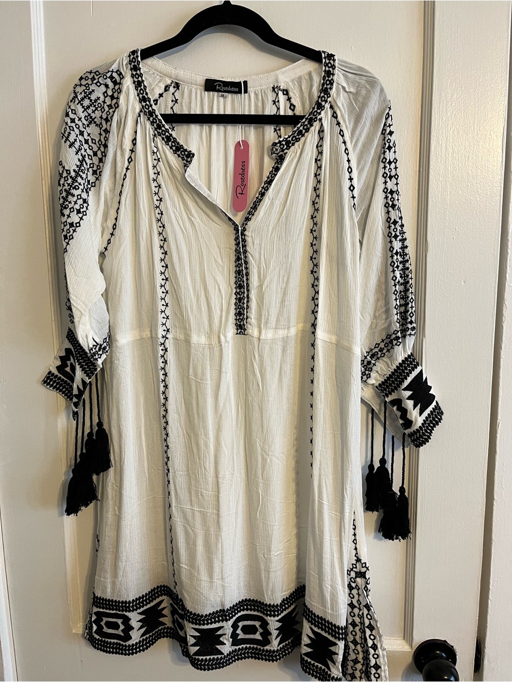 Rosedress Black & White Embroidered Tunic Dress